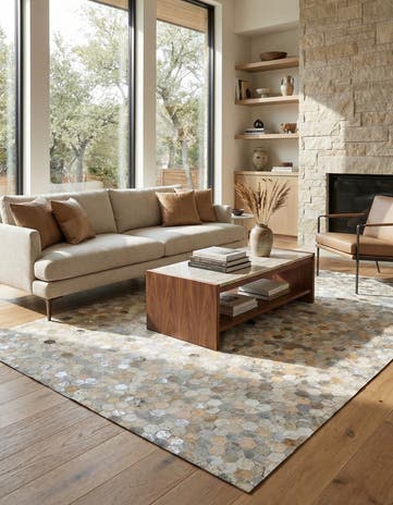 5' 1 x 7' 10 Cowhide Leather Rug