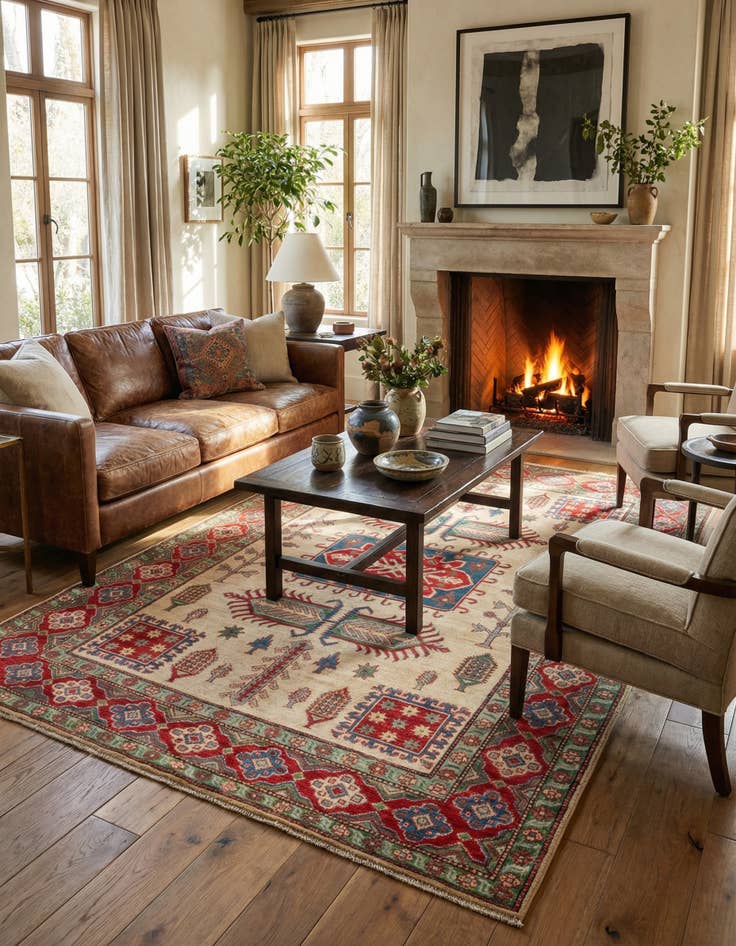 Detail image of 6' x 9' 1  Hand Knotted Kazak Rug