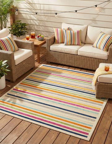 Beige Easy-Clean Aruba Indoor / Outdoor Square Rug