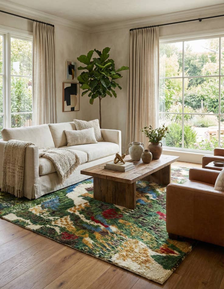 Detail image of  5' 10 x 7' 5  Hand Knotted Darya Wool Square Rug