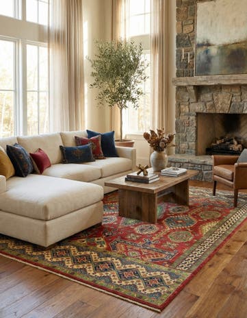 6' 7 x 9' 7 Hand Knotted Kazak Rug