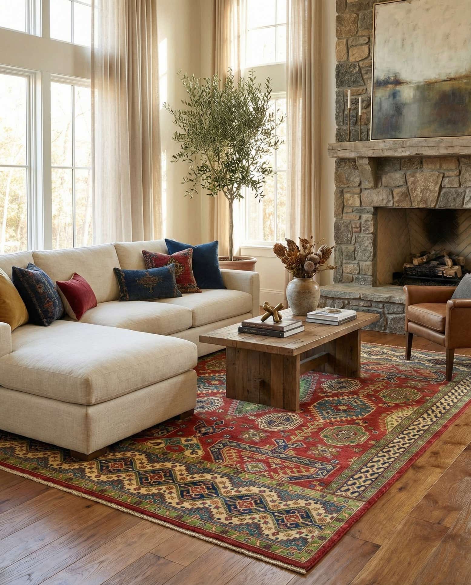 6' 7 x 9' 7 Hand Knotted Kazak Rug
