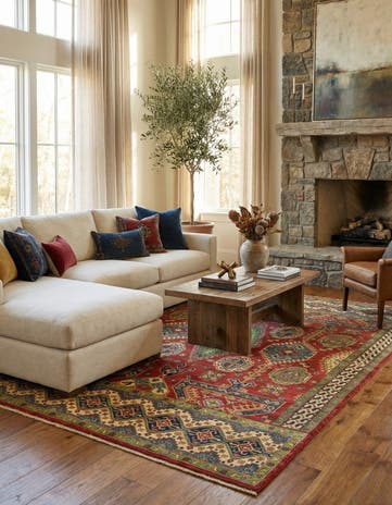 6' 7 x 9' 7 Hand Knotted Kazak Rug