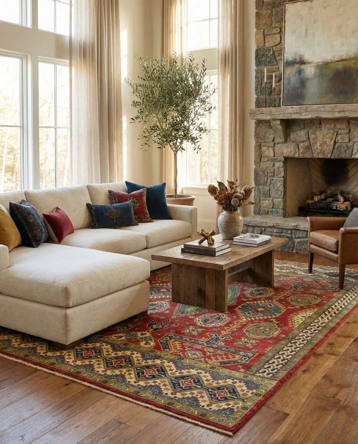6' 7 x 9' 7 Hand Knotted Kazak Rug