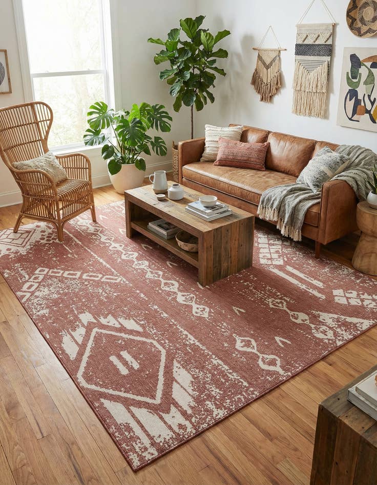 Detail image of  10' x 13'  Washable Bohemian Indoor / Outdoor Rug