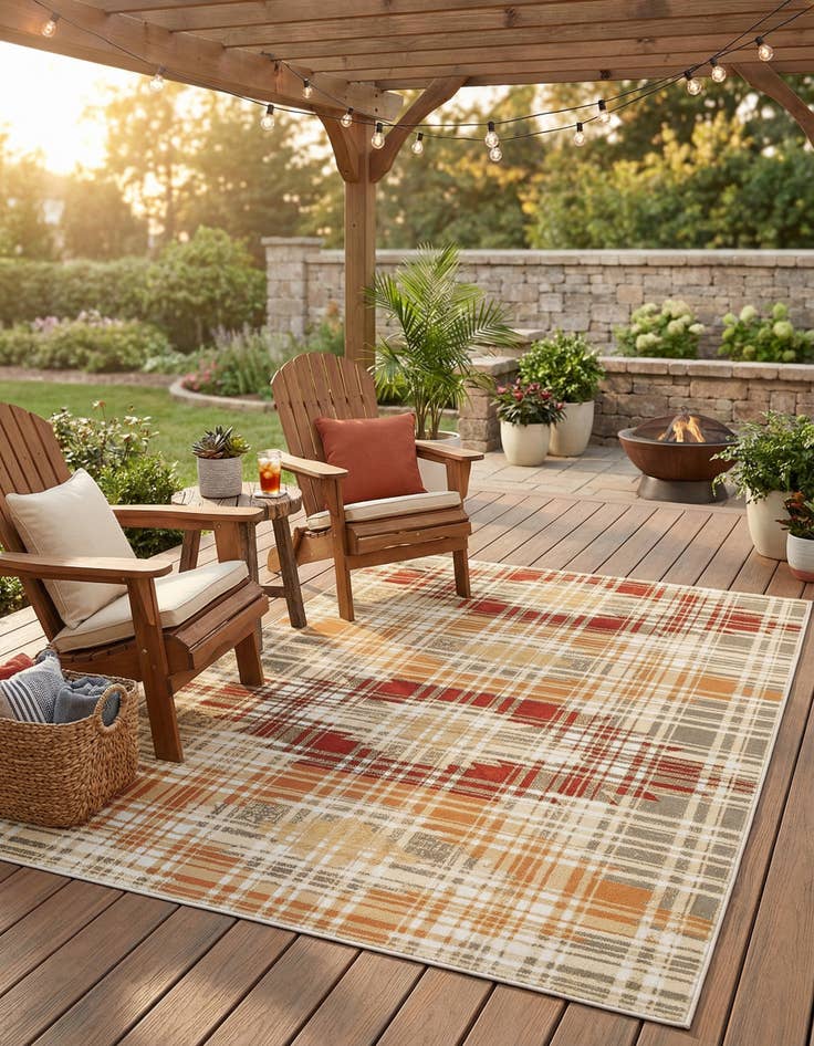 Detail image of 5' 3 x 7' 7  Washable Modern Indoor / Outdoor Rug