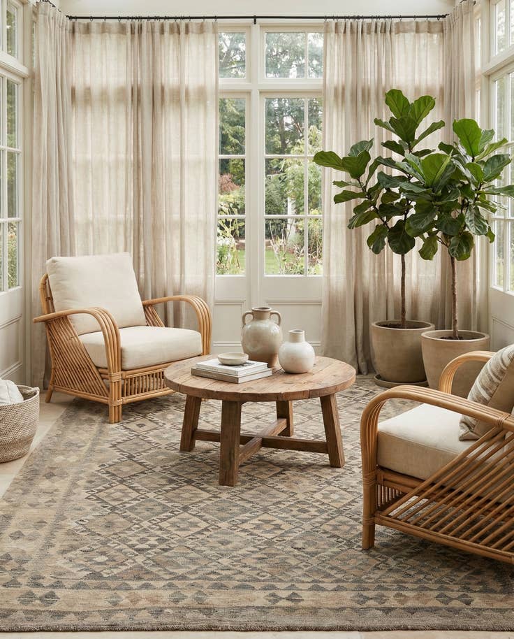 Detail image of 6' 11 x 9' 8 Hand Woven Kilim Maymana Wool Rug