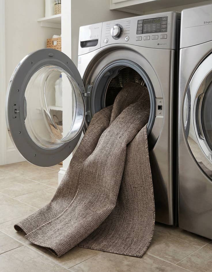 Detail image of 5' 3 x 8'  Washable Solid Indoor / Outdoor Rug