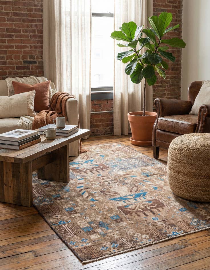 Detail image of 3' 7 x 6' 5  Hand Knotted Ultra Vintage Persian Wool Rug