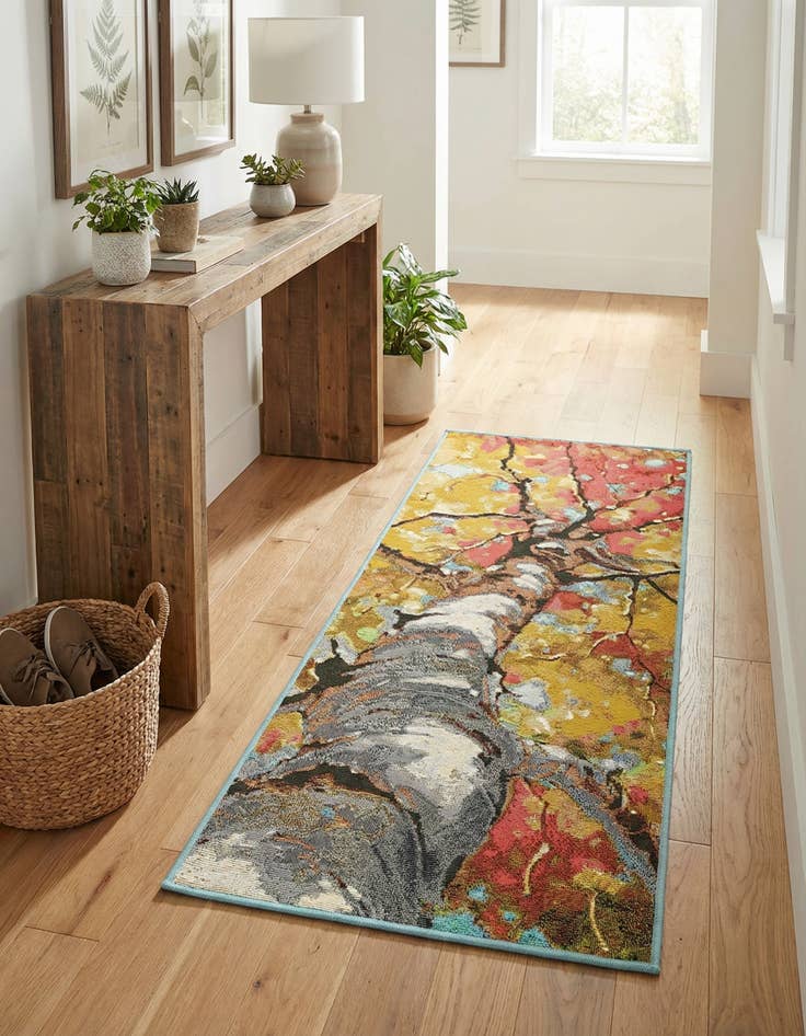 Detail image of  2' x 5' 1  Washable Botanical Indoor / Outdoor Runner Rug