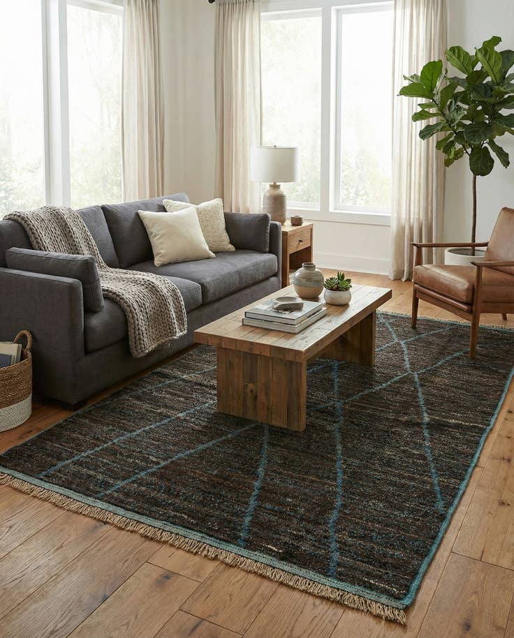Detail image of 5' x 8' Hand Knotted Moroccan Wool Rug