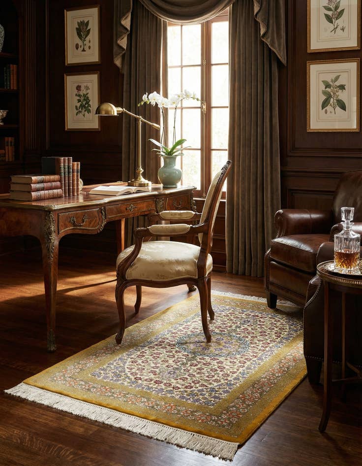 Detail image of 2' 7 x 4' Ghom Silk Rug