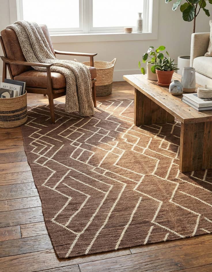 Detail image of 4' 4 x 6'  Hand Woven Kilim Modern Wool Rug