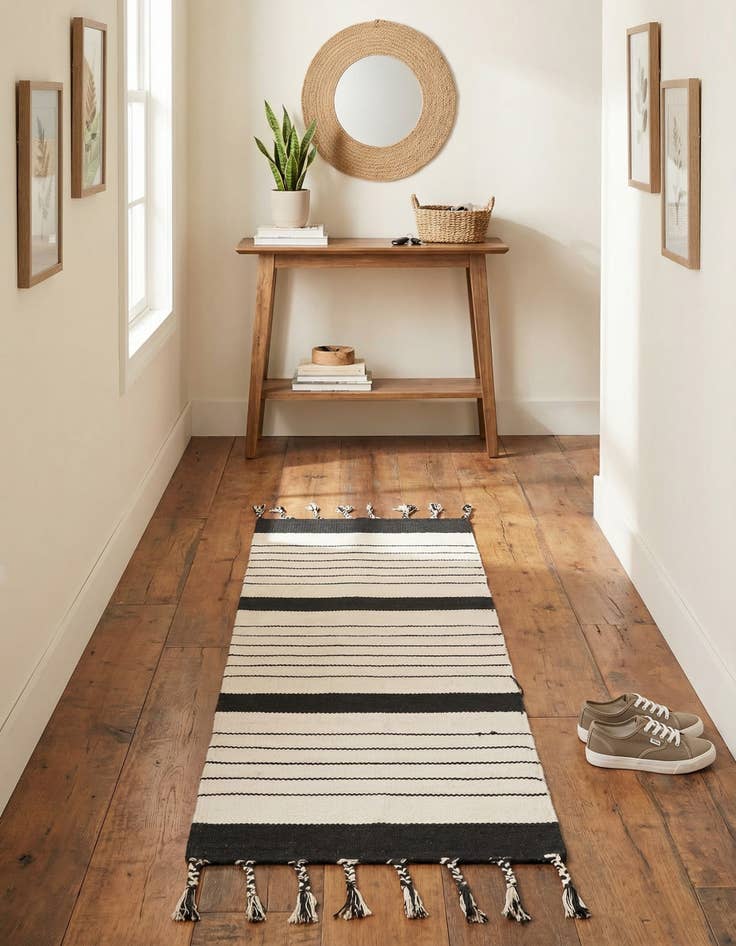 Detail image of  2' 2 x 6' 1  Hand Woven Chindi Cotton Runner Rug