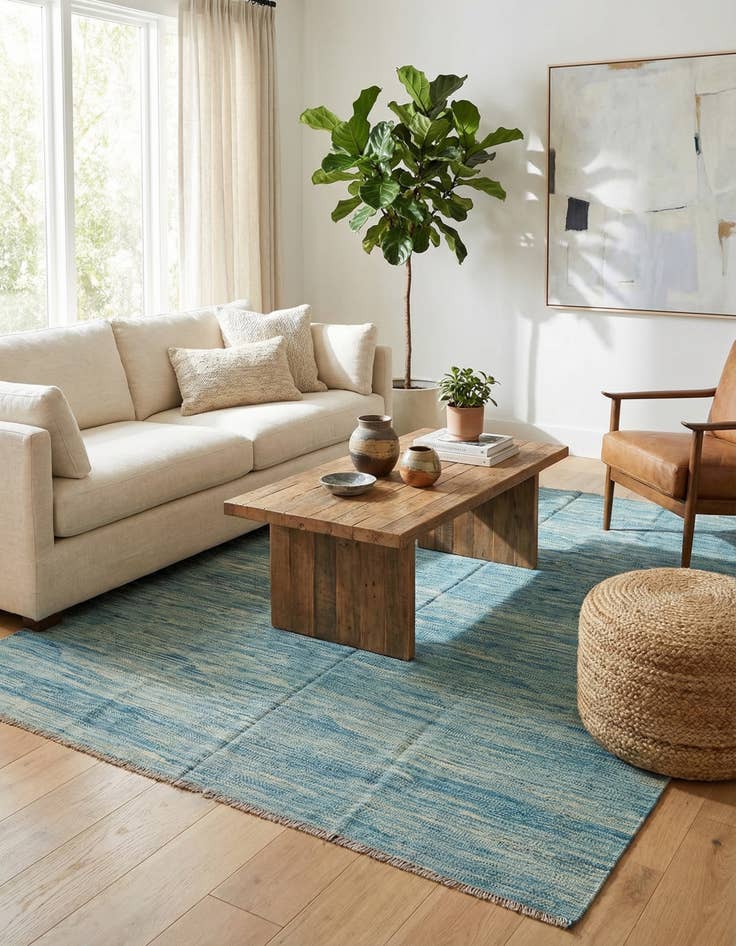 Detail image of  5' x 6' 6  Hand Woven Kilim Modern Wool Rug