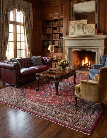 9' 7 x 12' 9 Hand Knotted Mashad Persian Wool Rug