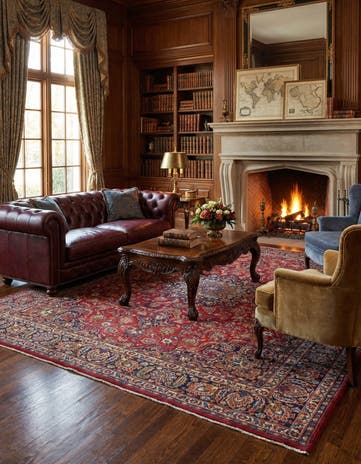 9' 7 x 12' 9 Hand Knotted Mashad Persian Wool Rug