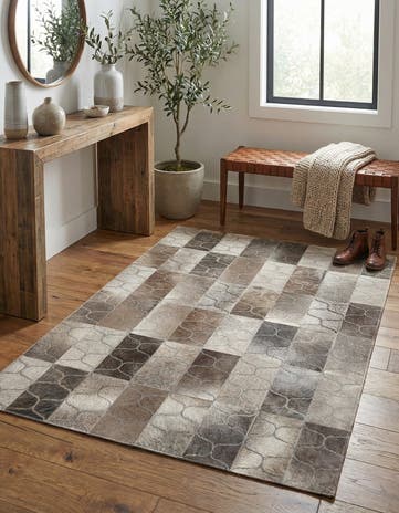 4' 1 x 6' Cowhide Leather Rug