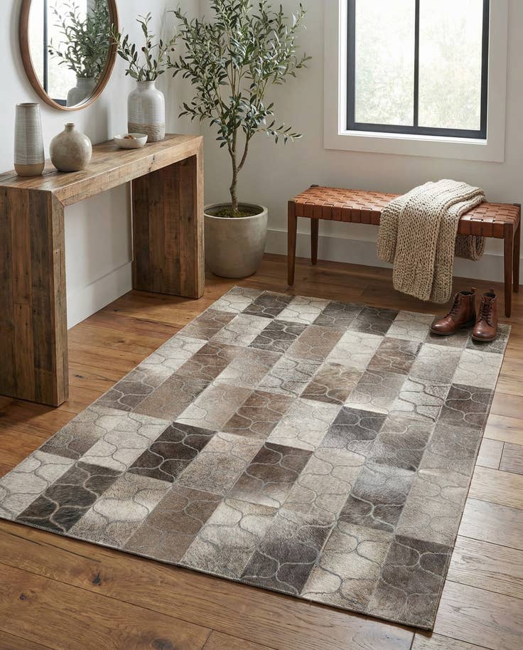 Detail image of 4' 1 x 6' Cowhide Leather Rug