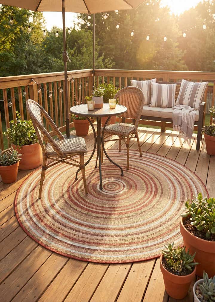 7' 10 x 7' 10 Easy-Clean Baja Indoor / Outdoor Round Rug