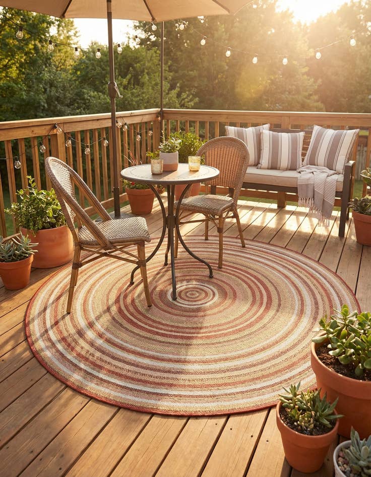 Detail image of 7' 10 x 7' 10  Washable Baja Indoor / Outdoor Round Rug