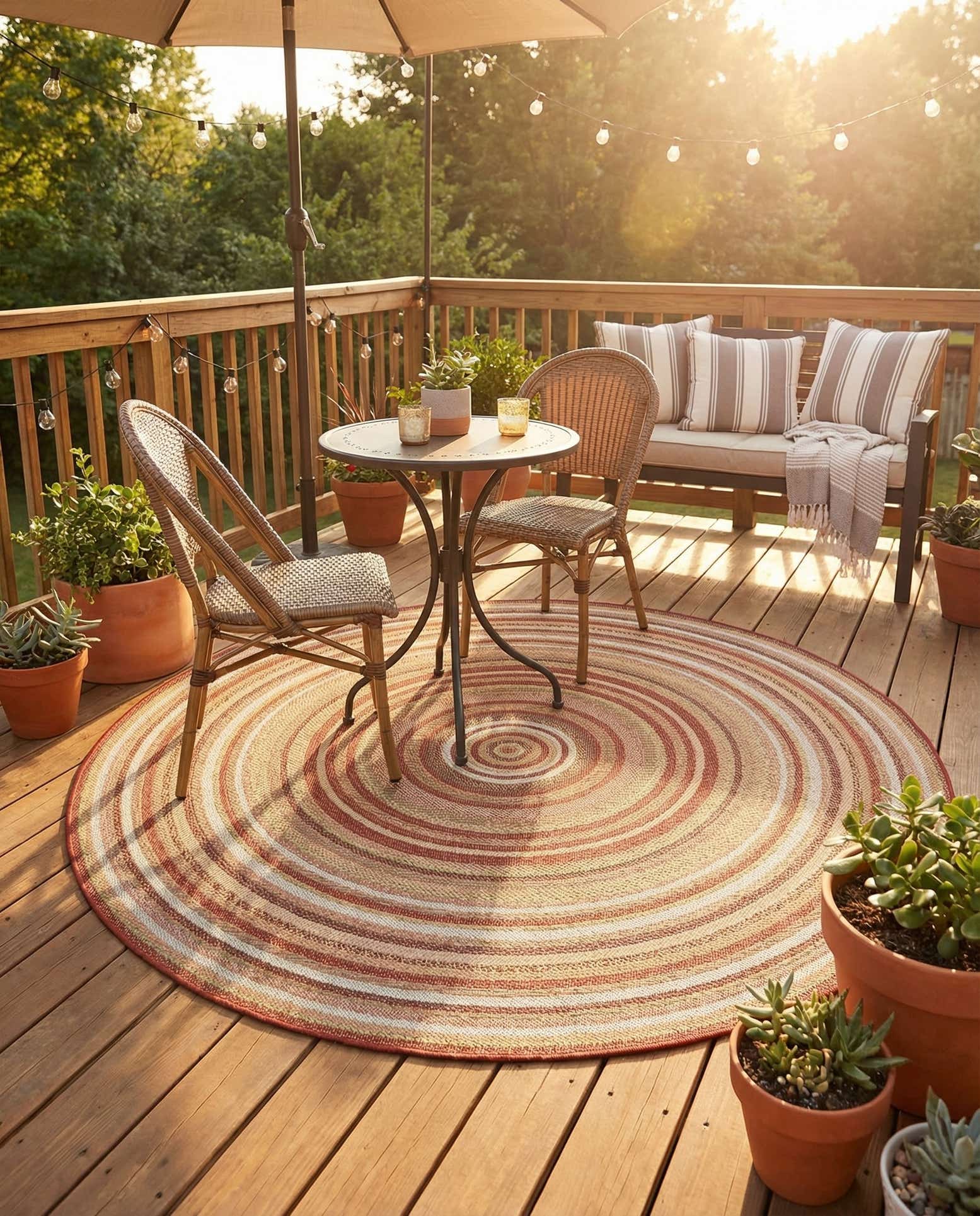 7' 10 x 7' 10 Easy-Clean Baja Indoor / Outdoor Round Rug