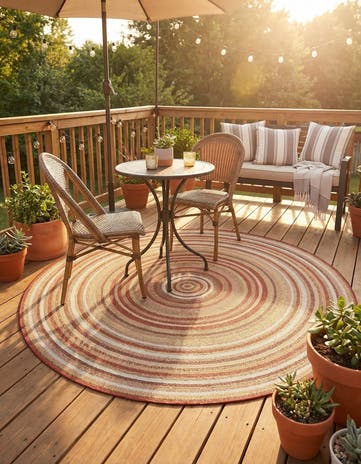 7' 10 x 7' 10 Easy-Clean Baja Indoor / Outdoor Round Rug