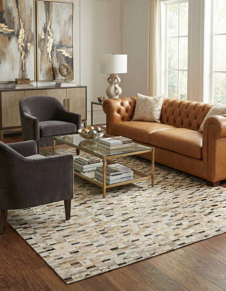 Detail image of  7' 11 x 10' Cowhide - Patchwork Rug