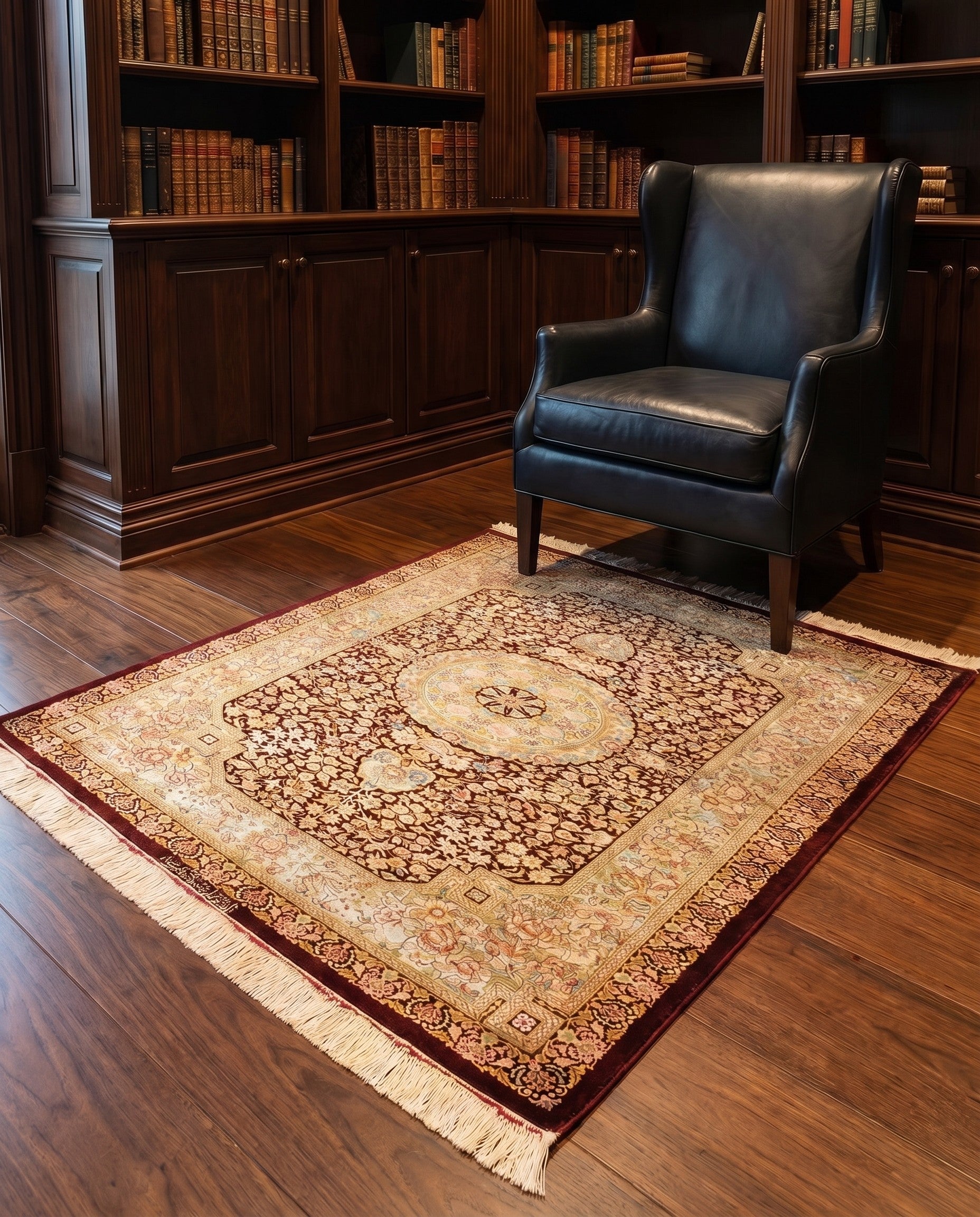 3' 4 x 3' 5 Ghom Silk Square Rug