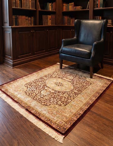 3' 4 x 3' 5 Ghom Silk Square Rug