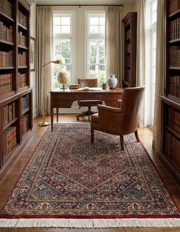 Detail image of 4' 3 x 7'  Hand Knotted Bidjar Oriental Wool Rug