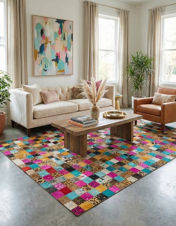 5' 1 x 8' 1 Cowhide Leather Rug