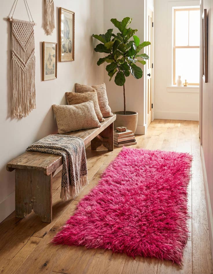 Detail image of 2' x 4' 6  Hand Knotted Moroccan Wool Runner Rug