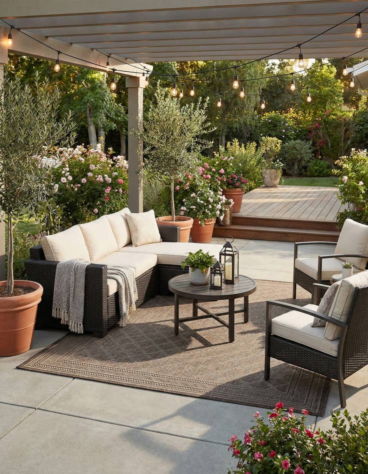 Detail image of 7' 10 x 7' 10  Washable Trellis Indoor / Outdoor Square Rug