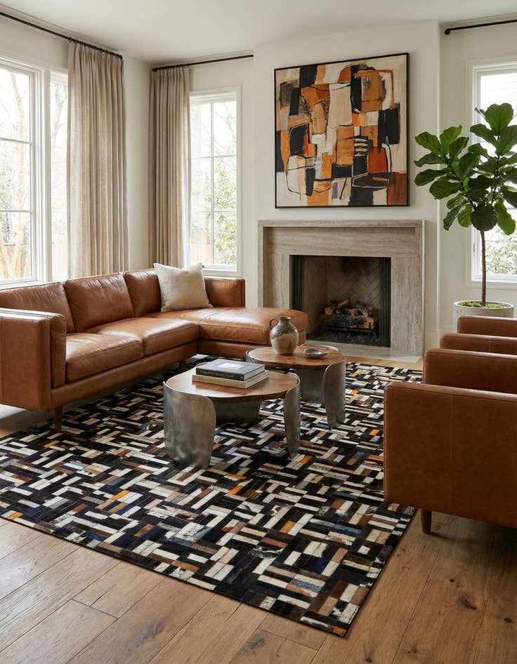 Detail image of  5' 1 x 8' 1 Cowhide - Patchwork Rug