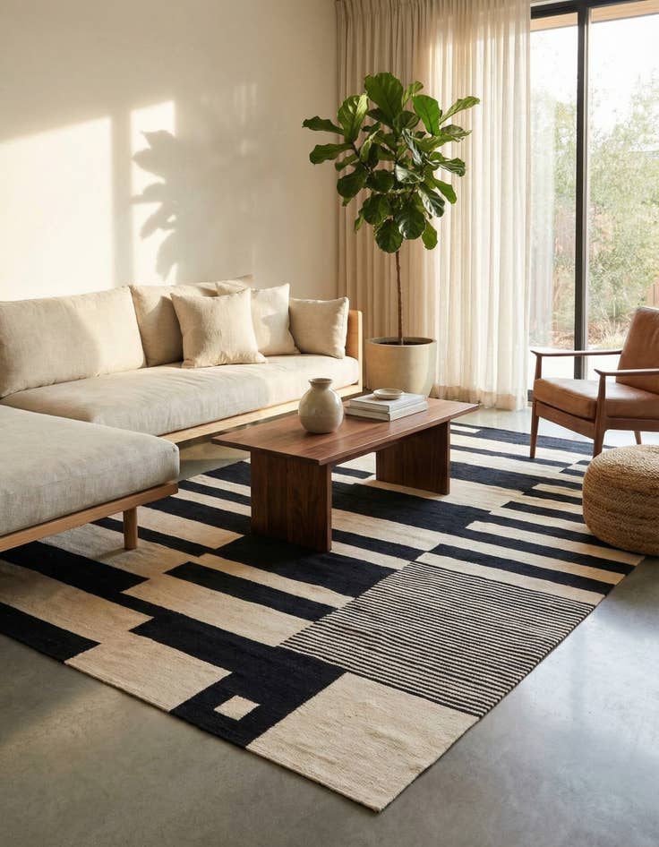 Detail image of 6' 7 x 9' 10  Hand Woven Kilim Modern Wool Rug