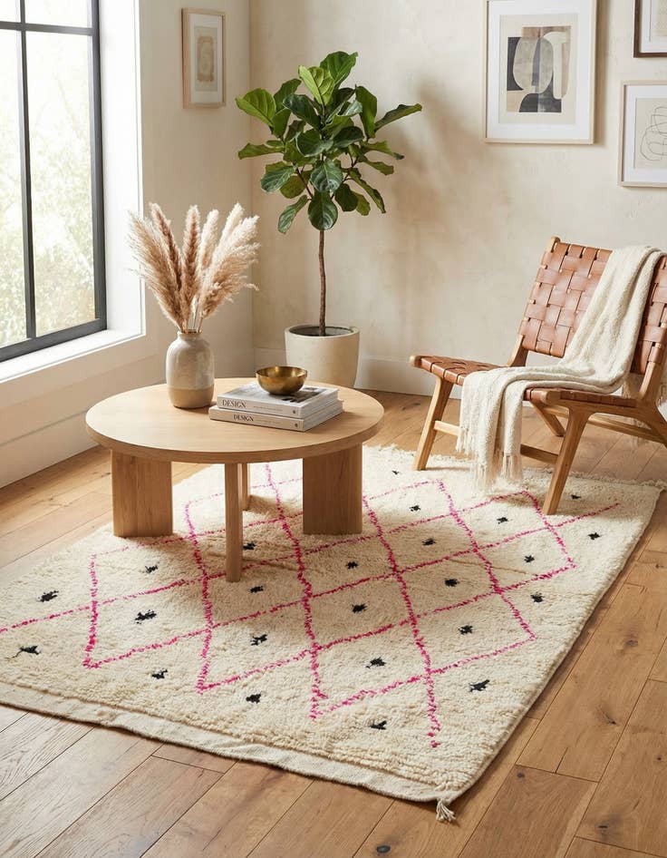 Detail image of 3' 5 x 4' 9  Hand Knotted Moroccan Wool Rug