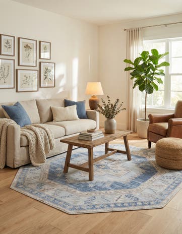 Sky blue Whitney Octagon Rug