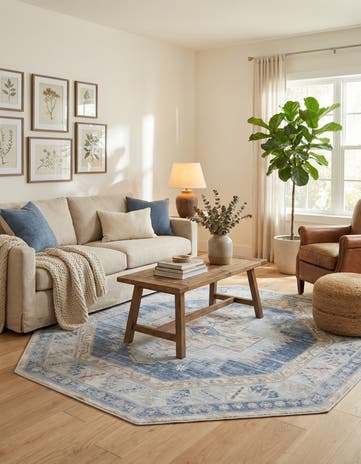 Sky blue Whitney Octagon Rug