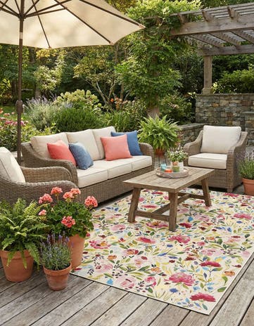 7' x 10' Easy-Clean Botanical Indoor / Outdoor Rug