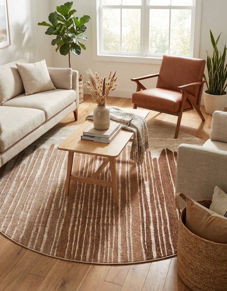 Detail image of  7' 10 x 7' 10  Washable Modern Indoor / Outdoor Round Rug