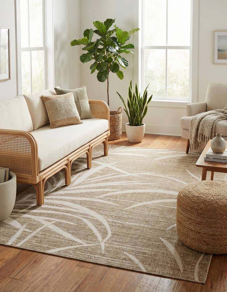 Detail image of 6' x 9'  Washable Botanical Indoor / Outdoor Rug