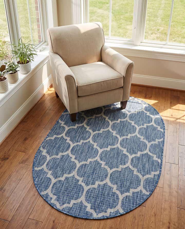 3' x 5' 3 Easy-Clean Trellis Indoor / Outdoor Oval Rug