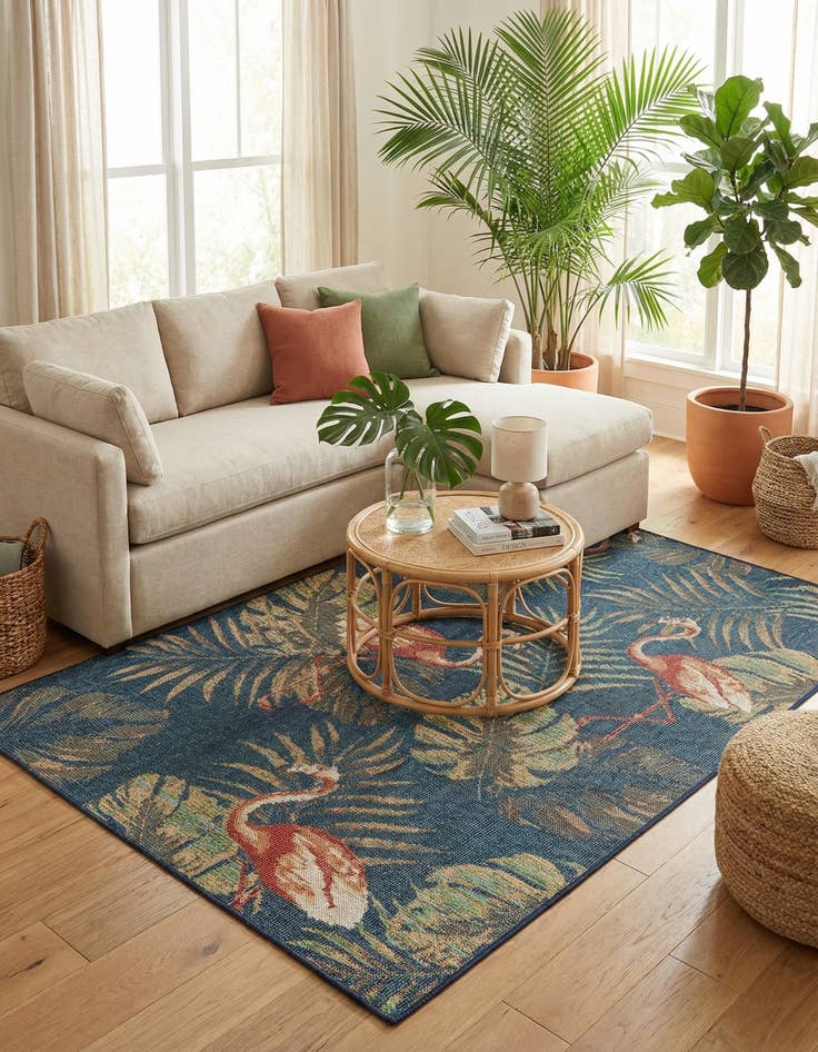 Detail image of  5' 3 x 7' 7  Washable Baja Indoor / Outdoor Rug