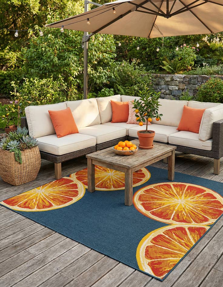 Detail image of 7' 10 x 7' 10  Washable Modern Indoor / Outdoor Square Rug