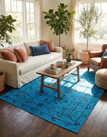 6' x 7' 3 Hand Woven Kilim Suzani Wool Rug
