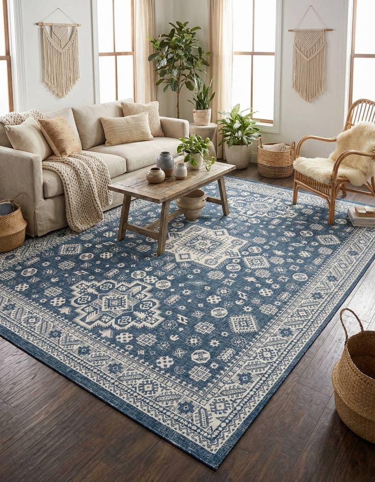 Detail image of 10' x 13'  Washable Aztec Indoor / Outdoor Rug