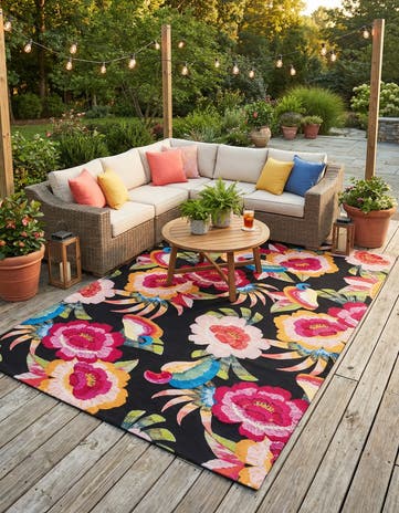 10' x 14' Easy-Clean Botanical Indoor / Outdoor Rug