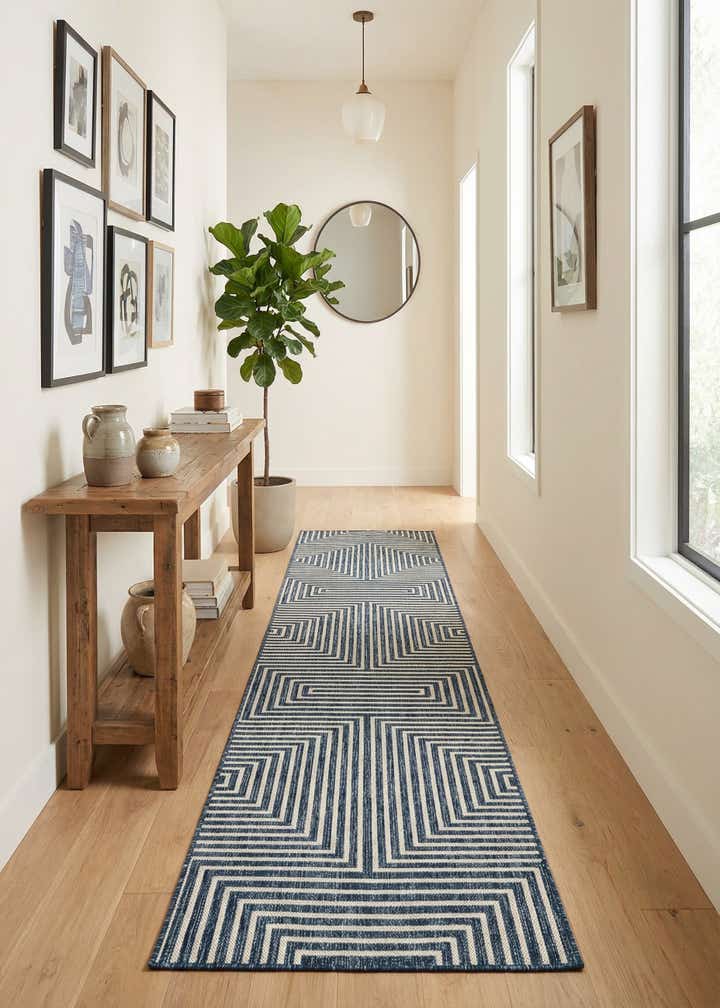2' 7 x 12' Easy-Clean Modern Indoor / Outdoor Runner Rug