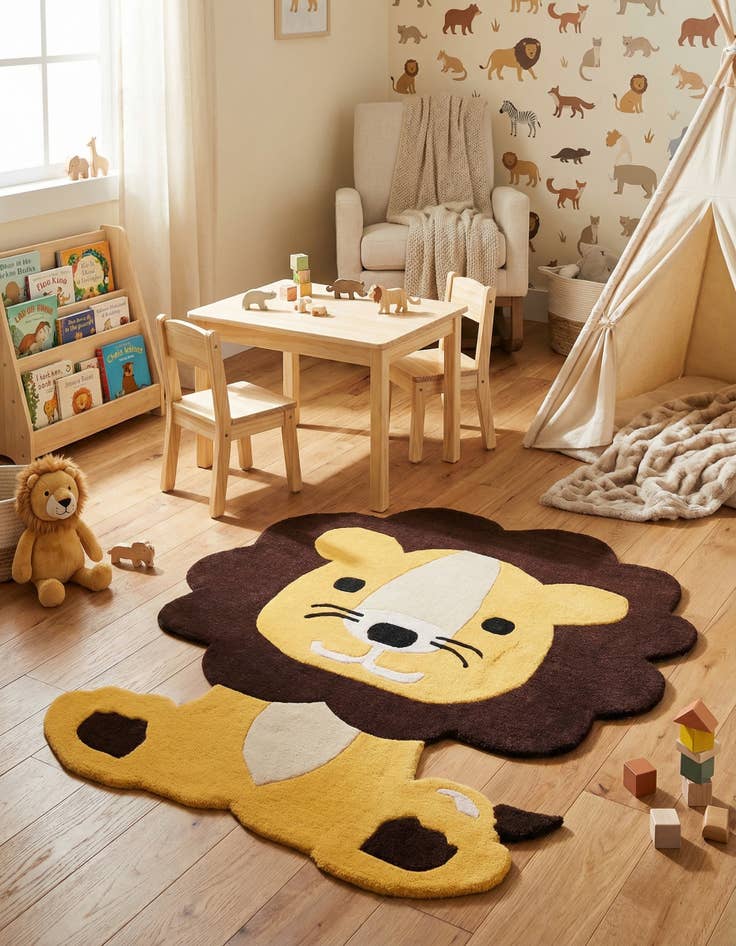 Detail image of 5' 6 x 6' 1 Playtime Kids Wool Freeform Rug